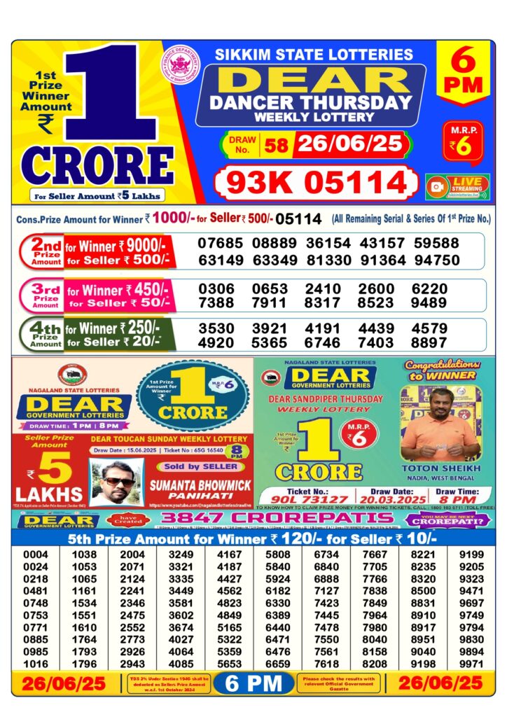Dear-Lottery-Result-26-Tarikh